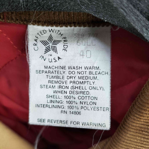 カーハート Carhartt 80s MADE IN USA 星タグ 100周年 裏地キルティング チョアコート メンズ US:40