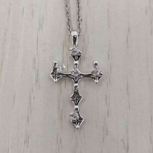Crossfor SILVER925刻印 ジルコニア クロストップ ネックレス レディース