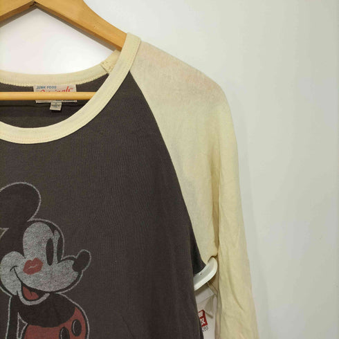 ジャンクフード JUNK FOOD ヴィンテージ加工 キャラクタープリント ラグラン Tシャツ レディース JPN:M