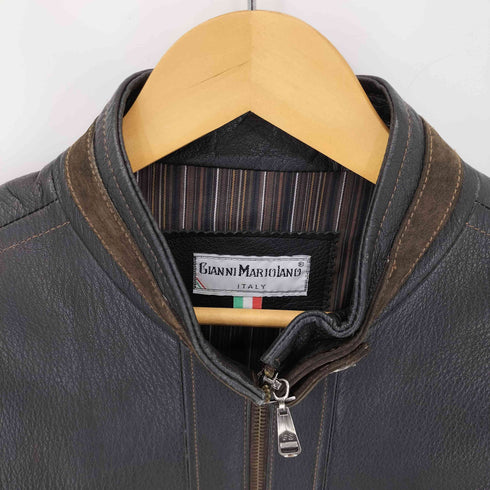 GIANNI MARIO LANO 本革 エルボーパッチ シングルライダースジャケット メンズ