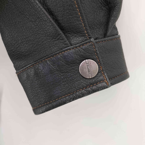 GIANNI MARIO LANO 本革 エルボーパッチ シングルライダースジャケット メンズ