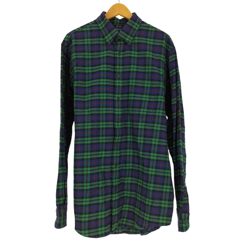 ランズエンド LANDS END タータンチェック ボタンダウン L/S ネルシャツ メンズ import:M