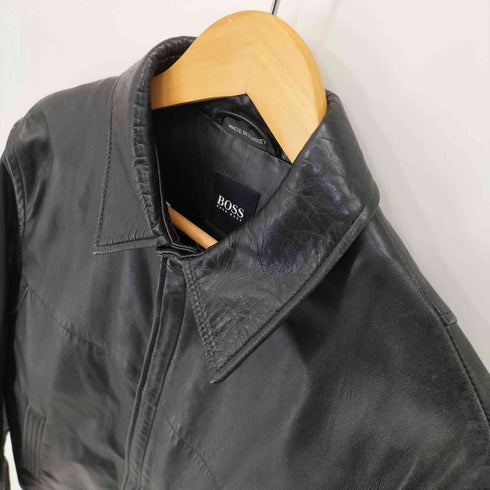 ボスヒューゴボス BOSS HUGO BOSS ITALIAN LAMB MAPPA ダブルジップアップ レザージャケット メンズ
