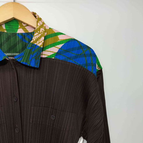 プリーツプリーズイッセイミヤケ PLEATS PLEASE ISSEY MIYAKE 総柄 マルチカラー L/S グラフィックプリーツシャツ レディース JPN:3