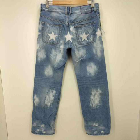 トミー TOMMY クラッシュ加工スター刺繍デニムパンツ メンズ L