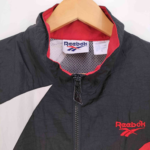 リーボック Reebok 90s ロゴ刺繍 裏地メッシュ ウエストコード ナイロン ジップアップジャケット メンズ import:L