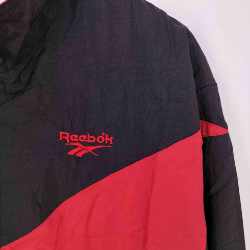 リーボック Reebok 90s ロゴ刺繍 裏地メッシュ ウエストコード ナイロン ジップアップジャケット メンズ import:L