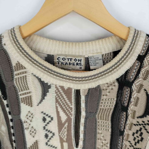 コットントレーダース Cotton Traders 総柄 コットン 3Dニット メンズ import:L