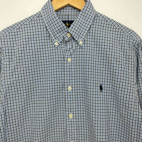 ラルフローレン RALPH LAUREN L/S ギンガムチェック ボタンダウン シャツ メンズ import:M