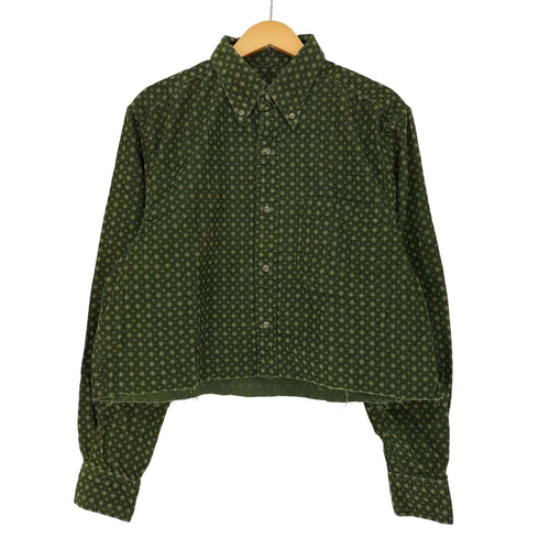 エディーバウアー Eddie Bauer カットオフ 短丈 総柄ボタンダウンシャツ レディース import:M