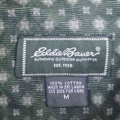 エディーバウアー Eddie Bauer カットオフ 短丈 総柄ボタンダウンシャツ レディース import:M