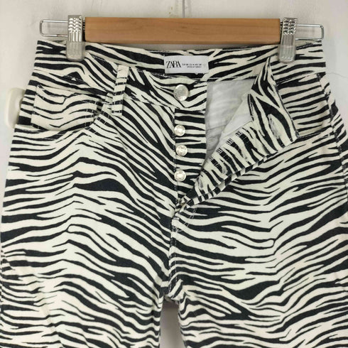 ザラ ZARA ゼブラ柄 ストレートデニムパンツ レディース JPN:36