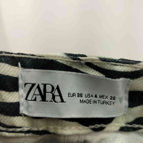 ザラ ZARA ゼブラ柄 ストレートデニムパンツ レディース JPN:36