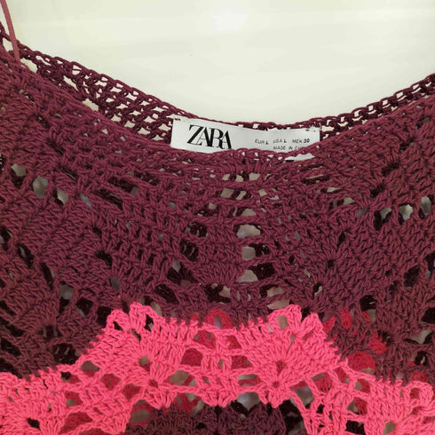 ザラ ZARA SHORT SLEEVE CROCHET TOP レディース import:L
