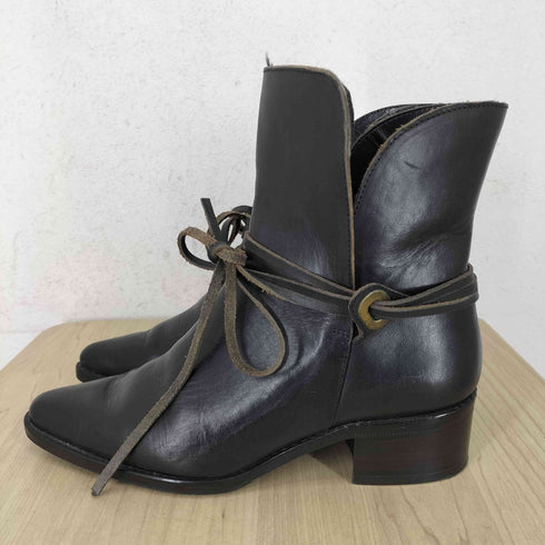 IDA MARCHINI MADE IN ITALY レースデザインレザーブーツ レディース 35.5