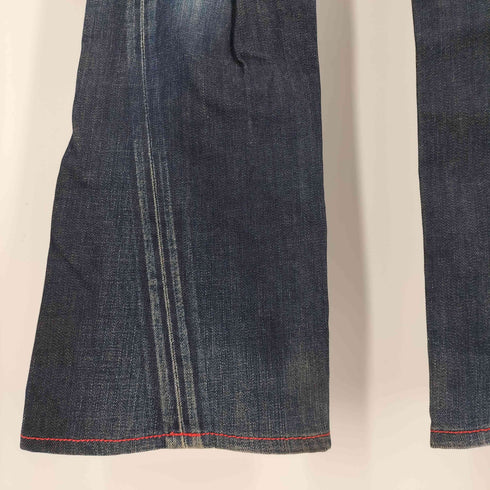 エドウィン EDWIN BLUE TRIP LEATHER FLAP FLAER レザーフラップ シンチバック ブーツカット デニム パンツ Y2K メンズ 30