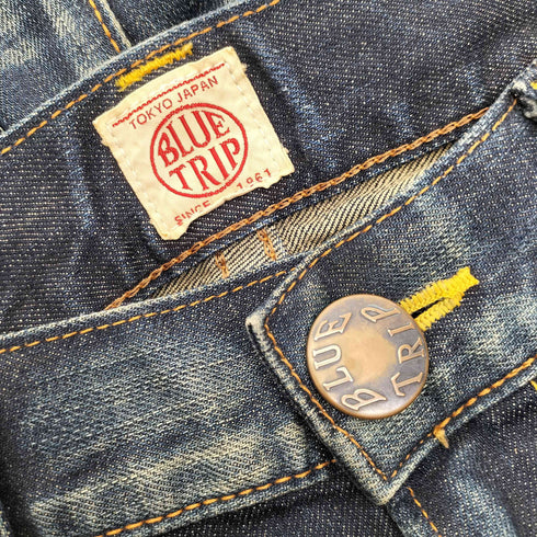 エドウィン EDWIN BLUE TRIP LEATHER FLAP FLAER レザーフラップ シンチバック ブーツカット デニム パンツ Y2K メンズ 30