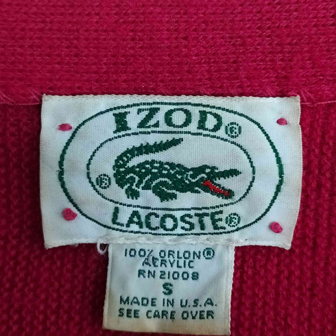 アイゾッドラコステ IZOD LACOSTE USA製 ロゴワッペン アクリルカーディガン メンズ import:S