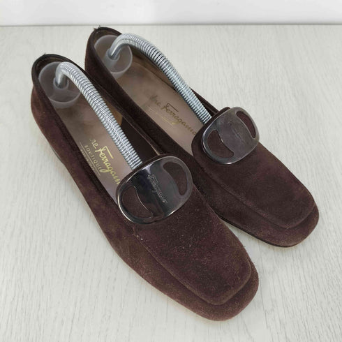 サルヴァトーレフェラガモ Salvatore Ferragamo ロゴプレート スエード パンプス レディース 6 1/2