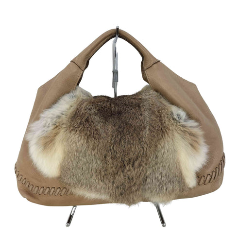 TEEPEE ファーフラップ レザー ハンドバッグ レディース