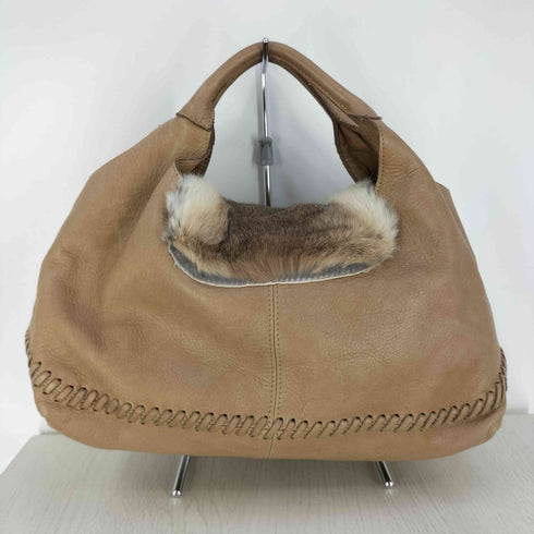 TEEPEE ファーフラップ レザー ハンドバッグ レディース