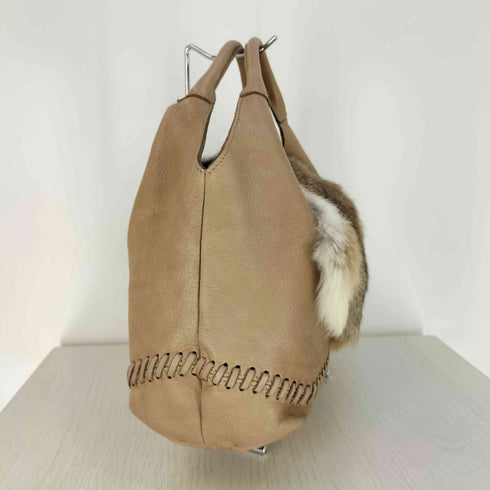 TEEPEE ファーフラップ レザー ハンドバッグ レディース