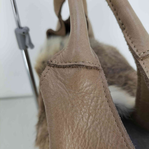 TEEPEE ファーフラップ レザー ハンドバッグ レディース