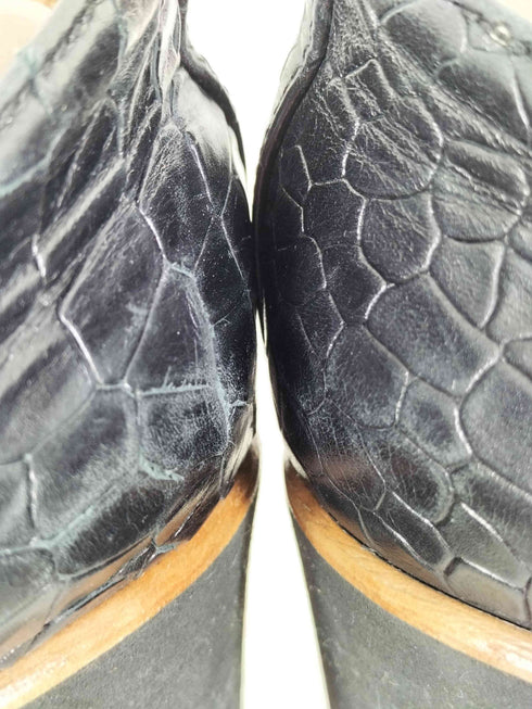 エムエムシックスメゾンマルタンマルジェラ MM6 Maison Martin Margiela クロコ型押し レザー厚底ローファー レザープラットフォームシューズ レディース 38