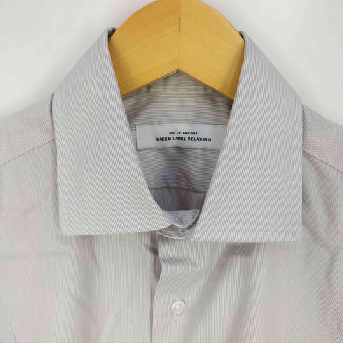 ユナイテッドアローズグリーンレーベルリラクシング UNITED ARROWS green label relaxing コットン ナローストライプ スリム ショートワイドカラー ドレスシャツ メンズ 40