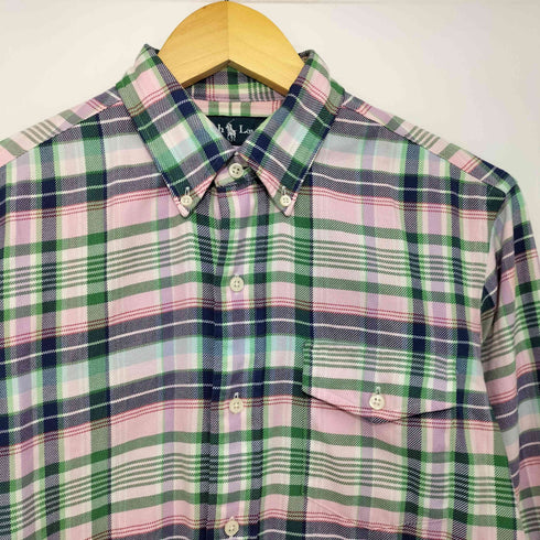 ラルフローレン RALPH LAUREN マドラスチェック L/S フラップポケット BDシャツ メンズ import:S