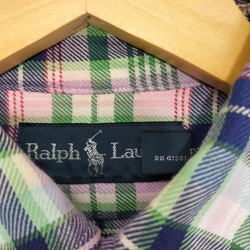 ラルフローレン RALPH LAUREN マドラスチェック L/S フラップポケット BDシャツ メンズ import:S