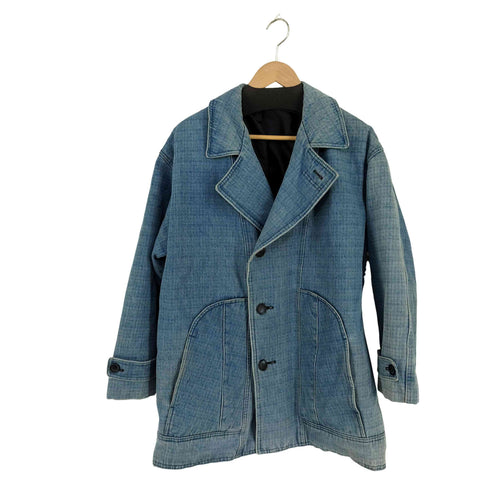 Dressino Kodell グリーンラインチェック デニムカバーオールジャケット PRYM ZIPPER メンズ