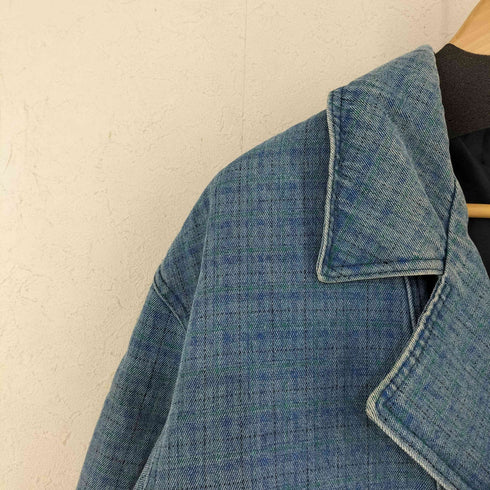 Dressino Kodell グリーンラインチェック デニムカバーオールジャケット PRYM ZIPPER メンズ