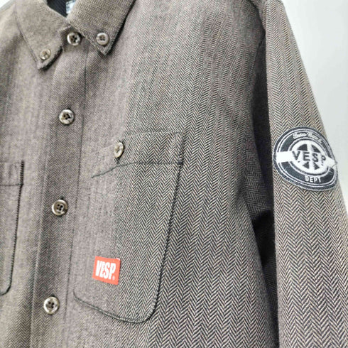 VESP ウール ポリ 裏地メッシュ ヘリンボーン シャツ ジャケット メンズ JPN:XL