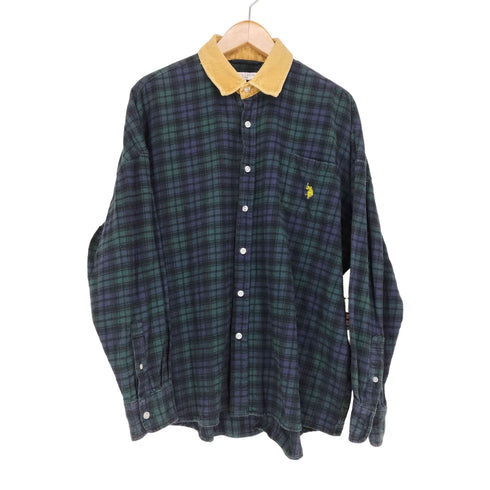 ユーエスポロアッスン U.S.POLO ASSN 襟コーデュロイ切り替えネルシャツ メンズ JPN:L