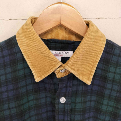 ユーエスポロアッスン U.S.POLO ASSN 襟コーデュロイ切り替えネルシャツ メンズ JPN:L