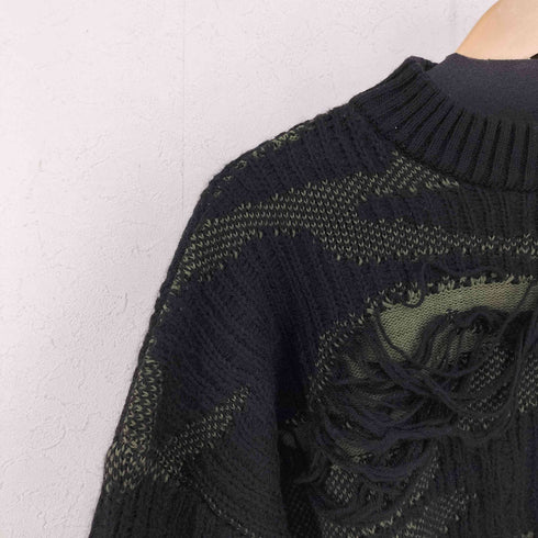 ディーゼル DIESEL MADE IN ITALY クロップド カモフラジャガード ウールアルパカニット レディース import:S