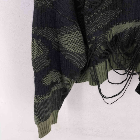 ディーゼル DIESEL MADE IN ITALY クロップド カモフラジャガード ウールアルパカニット レディース import:S