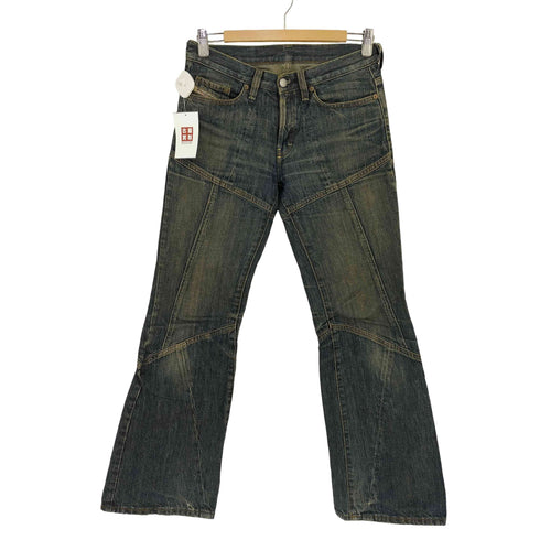 ディーゼル DIESEL 00s MADE IN ITALY パンドラ期 DAZE L.32 ボタンフライ パッチワークデニムフレアパンツ メンズ 27