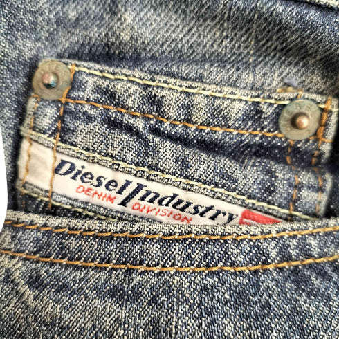 ディーゼル DIESEL 00s MADE IN ITALY パンドラ期 DAZE L.32 ボタンフライ パッチワークデニムフレアパンツ メンズ 27