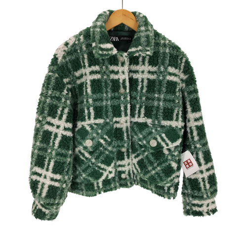ザラ ZARA グリーンチェックボアジャケット レディース JPN:XS