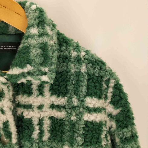 ザラ ZARA グリーンチェックボアジャケット レディース JPN:XS