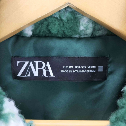 ザラ ZARA グリーンチェックボアジャケット レディース JPN:XS