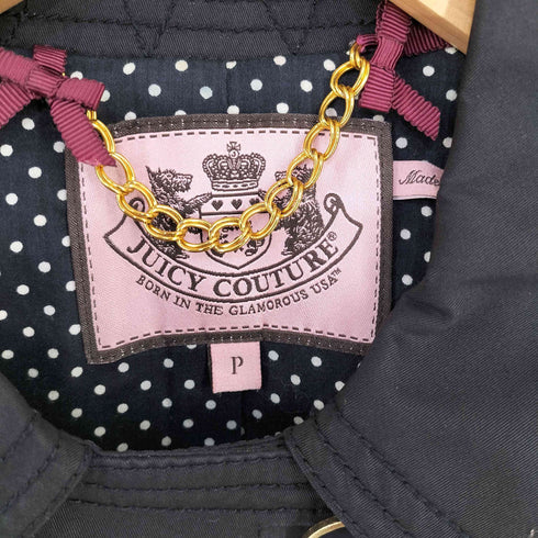 ジューシークチュール JUICY COUTURE 裏地ドット クラウンボタンダブルブレストミドルコート ウエストベルト付き レディース P