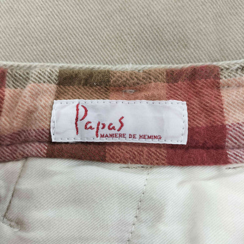 パパス papas SPORTS 2タック 裾シーム デザイン コットン モールスキン ワイド テーパード パンツ メンズ JPN:M