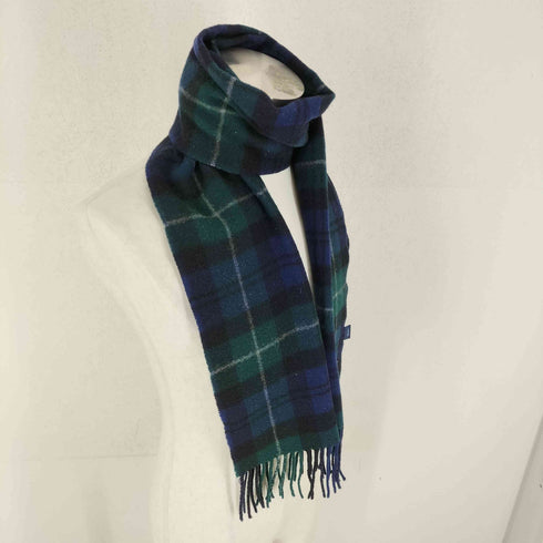 ブラックウォッチチェックウールカシミヤフリンジマフラー WOOL&CASHMERE メンズ