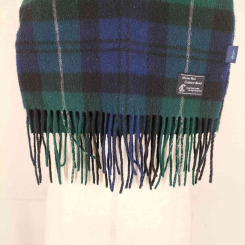 ブラックウォッチチェックウールカシミヤフリンジマフラー WOOL&CASHMERE メンズ