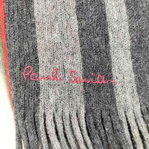 ポールスミス Paul Smith マルチカラ―ストライプウールフリンジマフラー メンズ