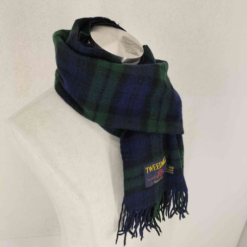 ツイードミル TWEEDMILL ブラックウォッチチェックラムウールフリンジマフラー メンズ