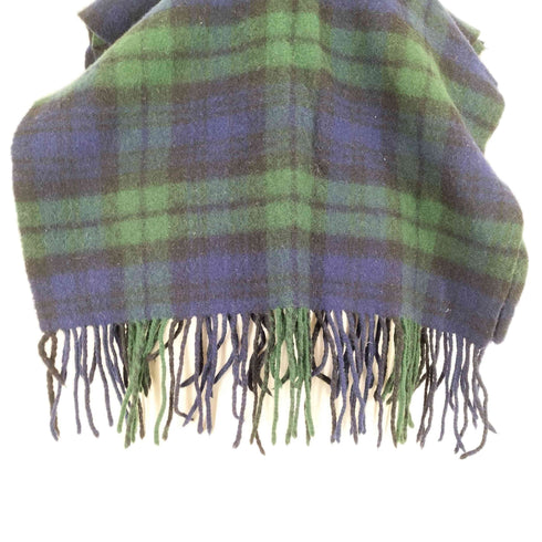 ツイードミル TWEEDMILL ブラックウォッチチェックラムウールフリンジマフラー メンズ